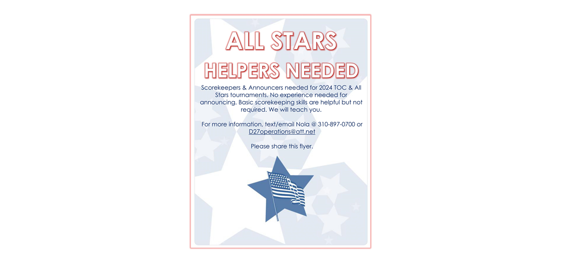All Star Helpers Needed